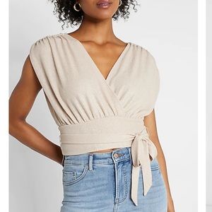 Metallic Knit Draped Front Top